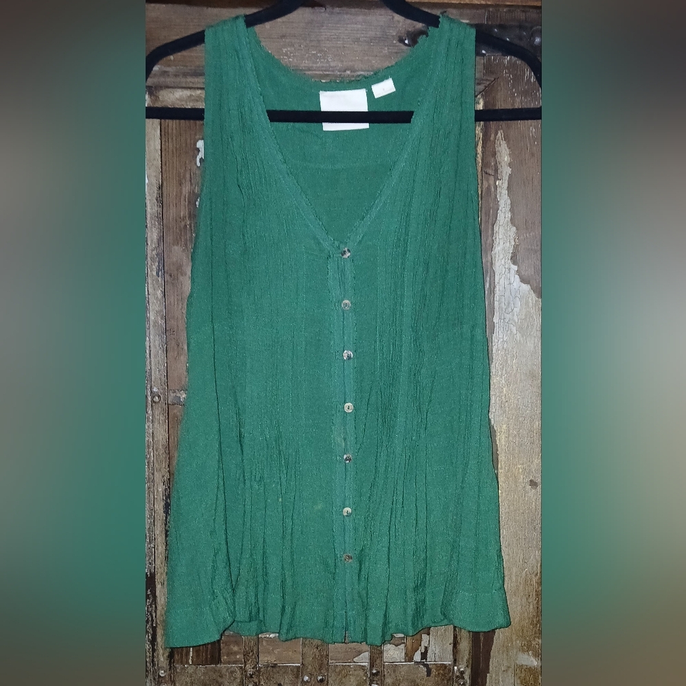 Size S Maeve  Forest Green Button-Front Blouse